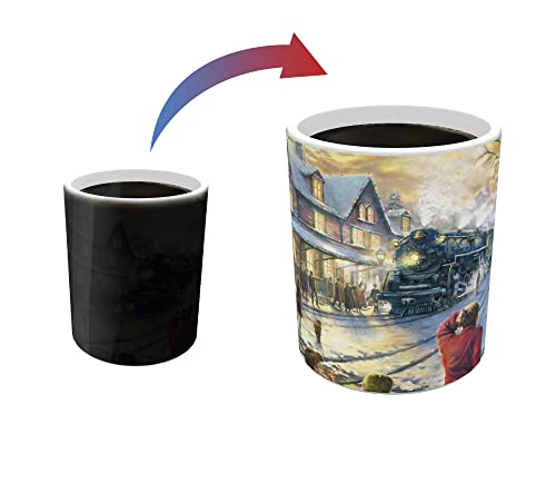 Color Changing Christmas Mug with Thomas Kinkade Train Design - 11 oz