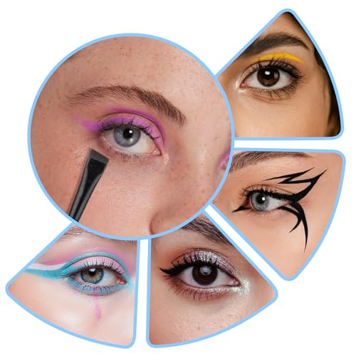 Bremorou 3 Pcs Angled Eyebrow & Eyeliner Brush Set - Black