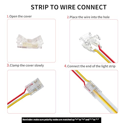 Clearhill 10mm 3Pin Solderless LED Light Strip Connectors - 20 Pack