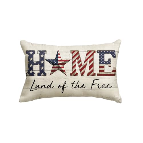 4th of July Throw Pillow Cover - 12 x 20 Inch Patriotic Decor