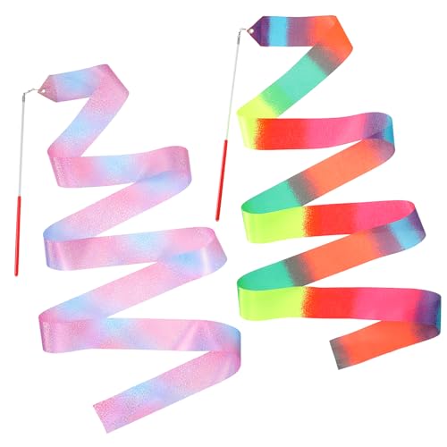 2 Pcs Sparkling Dance Ribbons for Kids - Gymnastics Training Set