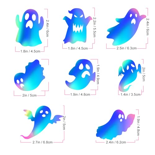 8 PCS Halloween Ghost Wall Decals - Self-Adhesive Vinyl Stickers