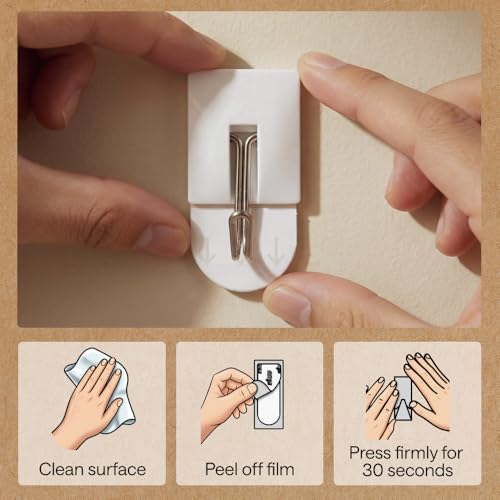GORILLA GRIP 20 Pack Adhesive Wall Hooks, No Tools Required, White