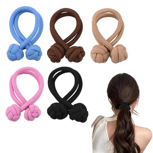Chinese Knot Hair Ties 5 PCS Elastics Bands for Thick Long Hair