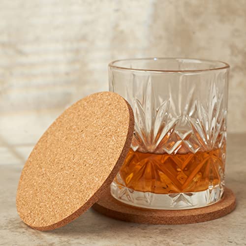 LOOKSEVEN Absorbent Cork Coasters for Drinks 3.9 Inch 2-Pack