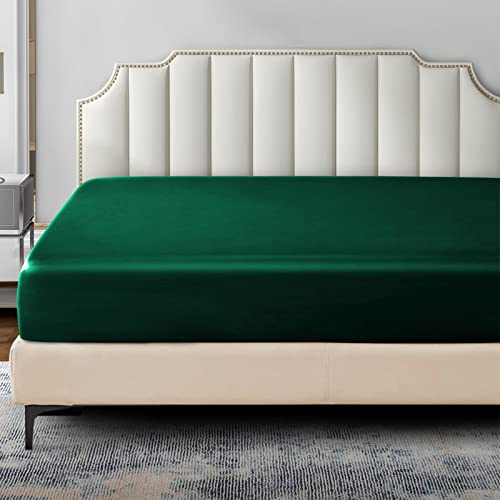 Queen Satin Fitted Sheet - Blackish Green - 100% Polyester