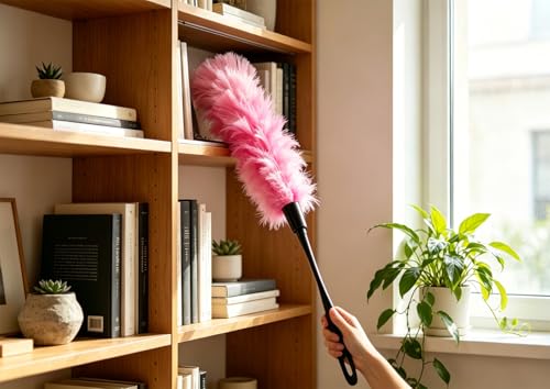14-Inch Rose Red Feather Duster - 2 PCS Lightweight Home Cleaning Tool