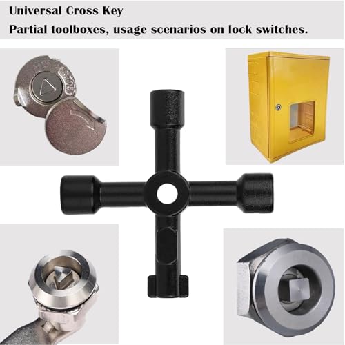 2 PCS 4 Way Cross Key, Zinc Alloy Multifunction Radiator Key Opening Cross Key for Water Meter Valve Electric Box Cupboard Cabinet Train Door ,Plumbers, Electricians ,Electrical Cupboard Box Elevator