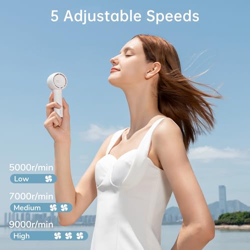 JISULIFE Mini Bladeless Portable Fan with Long Battery Life & Safety Design