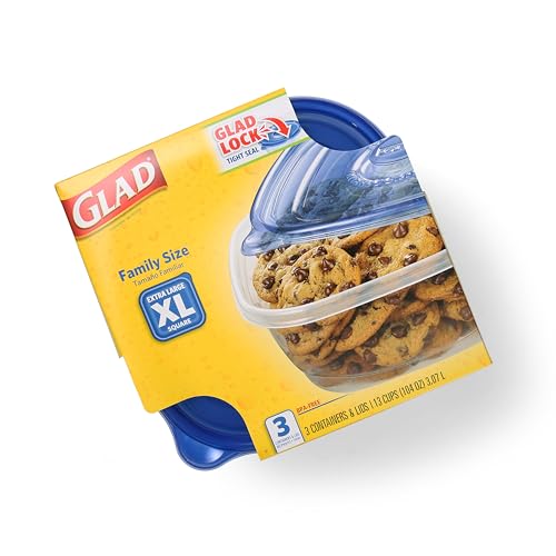 Glad GladWare 104 Oz Square Food Storage Containers, 3 Count