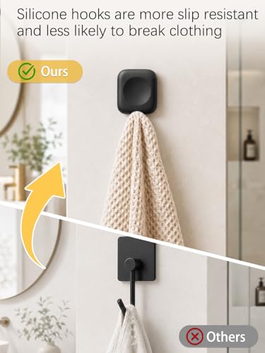 4 Pack Adhesive Hooks for Wall - No Damage, Adjustable Towel & Storage Hooks