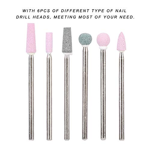 Hurrise 6-Piece Stainless Steel Nail Drill Bits Set for Manicure