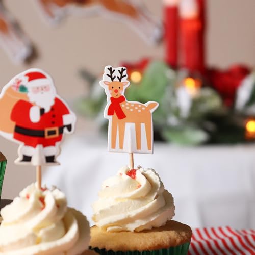 Christmas Cupcake Toppers Set of 24 - Santa & Friends