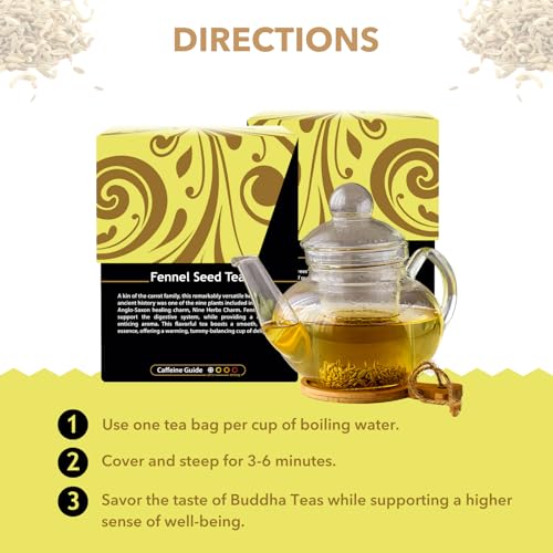 Buddha Teas Organic Fennel Seed Tea - Caffeine-Free Herbal Tea, 18 Bags