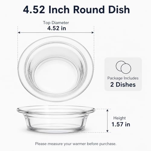 2-Pack Candle Warmer Replacement Glass Tray - 4.52 Inch Wax Melt Dish