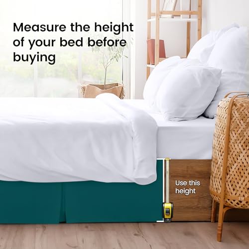 Queen Bed Skirt - 16 Inch Drop, Teal Pleated Microfiber