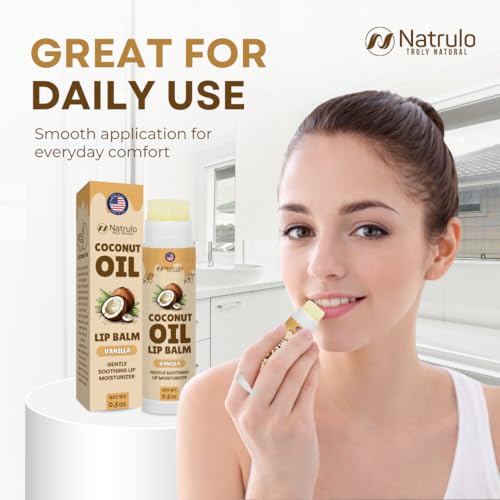 Natrulo Coconut Lip Balm – Moisturizing Beeswax Chapstick for Dry Cracked Lips