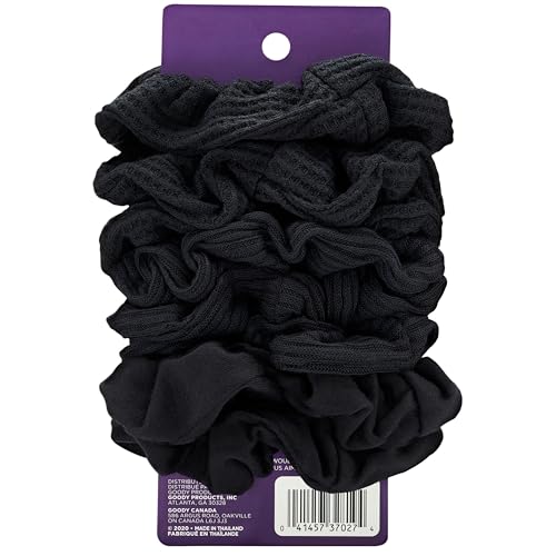 Goody Ouchless Jersey Scrunchies, Black, 8 Count - Damage-Free Hair Ties