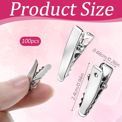 HJZHII 100 Pcs Metal Alligator Hair Clips, Mini Silver Hair Pins for Styling and Crafts