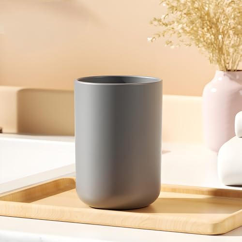 Grey Plastic Toothbrush Holder Cups - 2 Pack, 300ml
