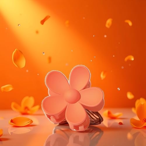 Seadiquiet Large Tangerine Flower Hair Claw Clip for Thick Hair