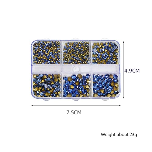 1060PCS Crystal AB Nail Art Rhinestones in 6 Sizes with Organizer Box