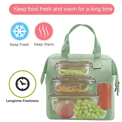 Insulated Lunch Bag for Women & Men - Stylish Green Bento Tote