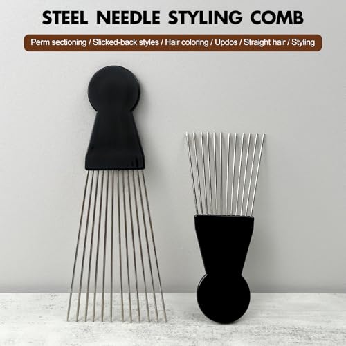 Zoolinn 2PCS Metal Afro Comb Set for Braid Styling and Detangling