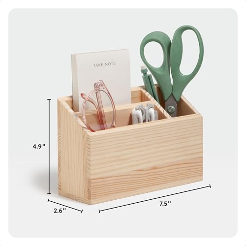 U Brands Large Magnetic Pen & Marker Holder - Pine Wood Organizer