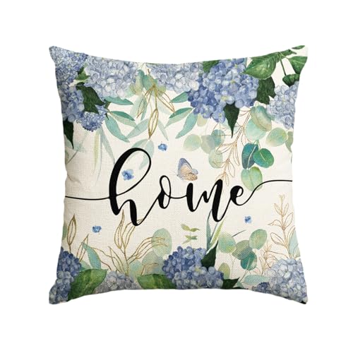 AVOIN Colorlife Hydrangea Floral Throw Pillow Cover, 18x18