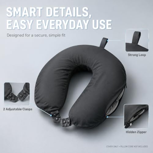 Grey Ice Silk Neck Pillow Cover - Cooling U-Shaped Travel Accessory
