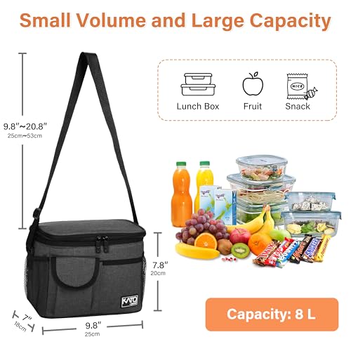 Tirrinia Insulated Lunch Box Cooler - Charcoal, Medium 8L