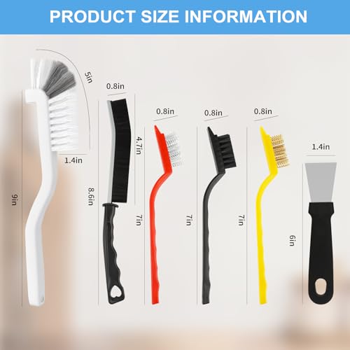 Dfacio 11-Piece Crevice Cleaning Brush Set for Grout, Kitchen & Bathroom