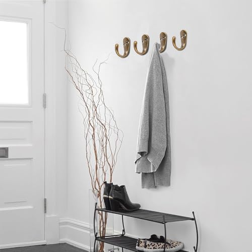 Antique Brass Wall-Mounted Coat Hooks - 15 Pack for Coats, Bags, Hats