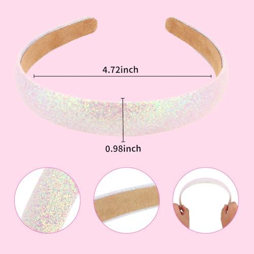 Semato Pink Glitter Headband for Girls Sparkly Wide Non-Slip Hairband