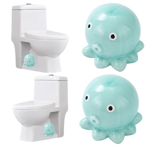 Blue Octopus Toilet Bolt Caps - Ocean Themed Ceramic Covers (2 Pack)