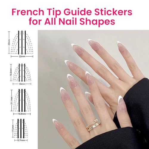 ESUOHYM 10 Sheets French Tip Nail Guide Stickers & Stencils for Manicure