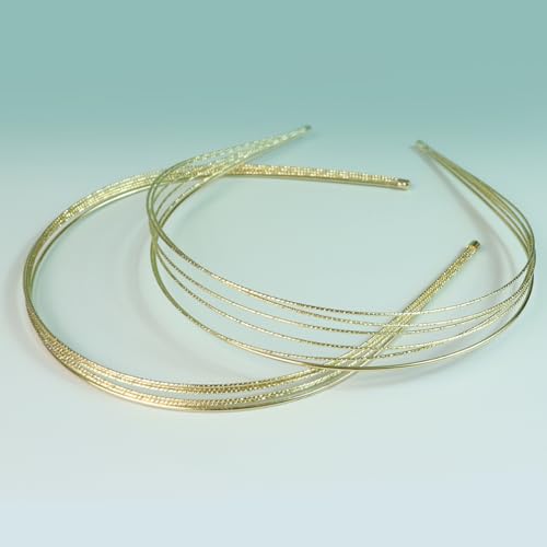 GAQWOK Multi-Layer Metal Headbands for Women - 2 Pcs Gold Hair Bands