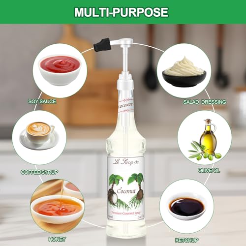 2-Pack White Syrup Pump Dispensers for 750ml Glass Bottles