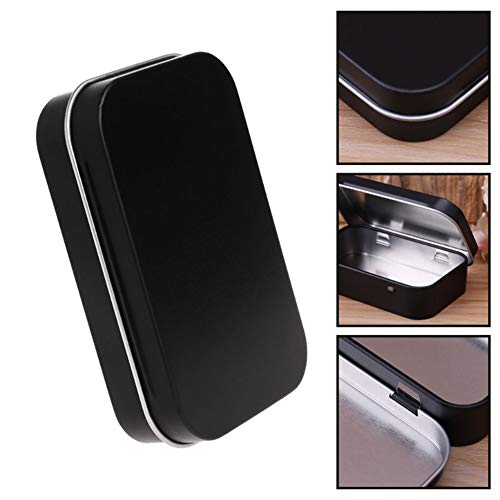 AKOAK 3-Pack Black Rectangular Hinged Tin Containers - 3.7 x 2.4 x 0.8 Inch