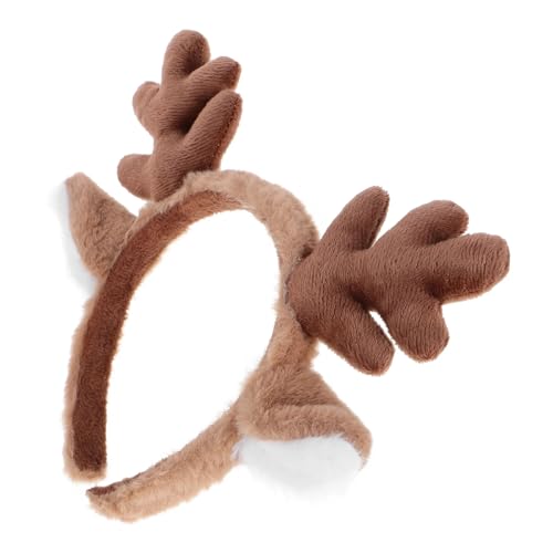 Christmas Reindeer Antler Headband Fluffy Elk Hair Band for Holiday Parties