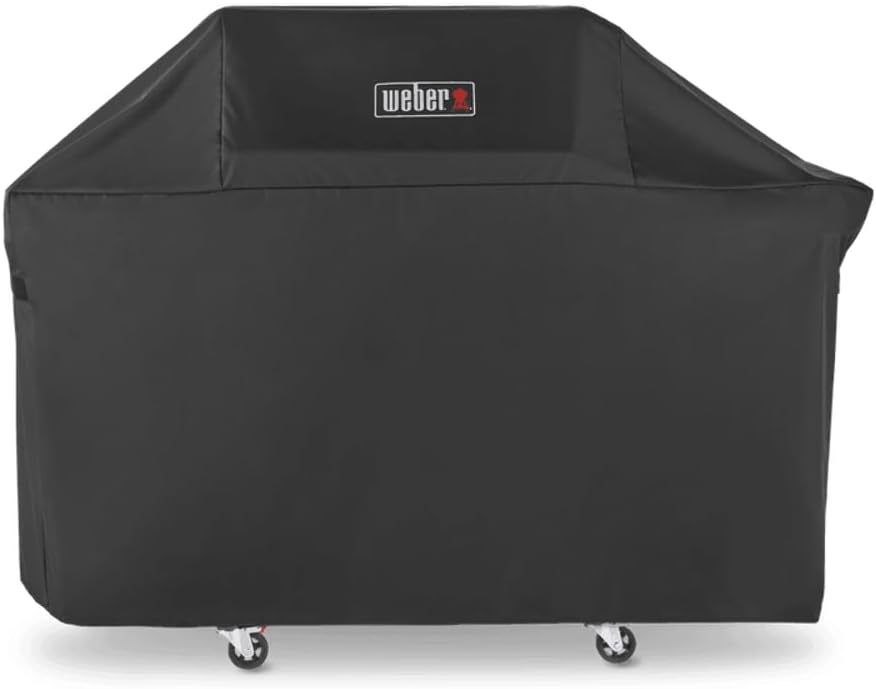 Weber Premium Outdoor Grill Cover - Water-Resistant Protection for Genesis 300 Series Gas Grills, Durable Black Fabric