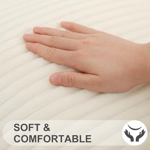 Simmore Cream White Flannel Throw Pillow Covers 18x18 Set of 2 - Soft & Luxurious Home Decor
