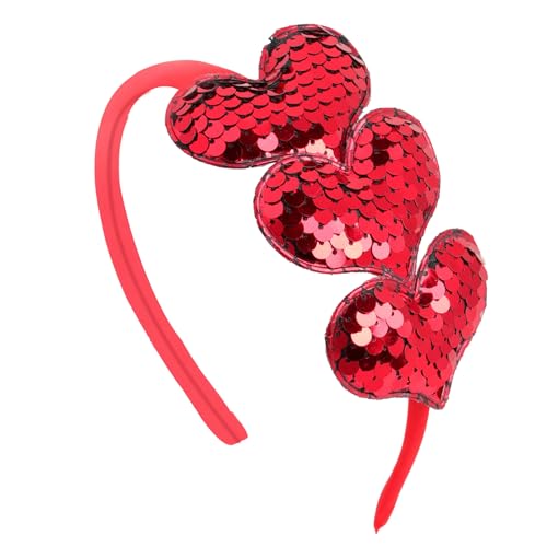 ZEYER Valentine's Day Glitter Heart Headband Red Sequin Hair Band