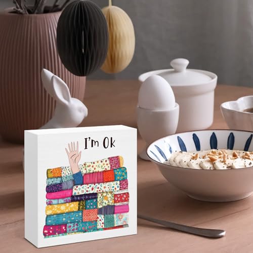 Funny Sewing Decor Wooden Sign - 5x5 Inch Box Sign for Quilters & Crafters