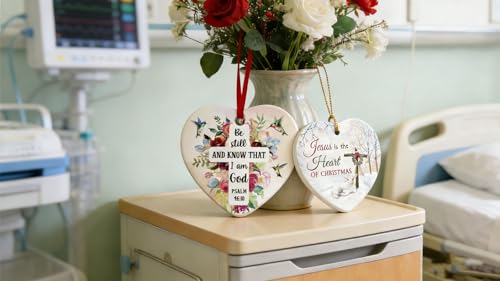 Christian Heart Christmas Ornaments Set of 2 | Inspirational Decor
