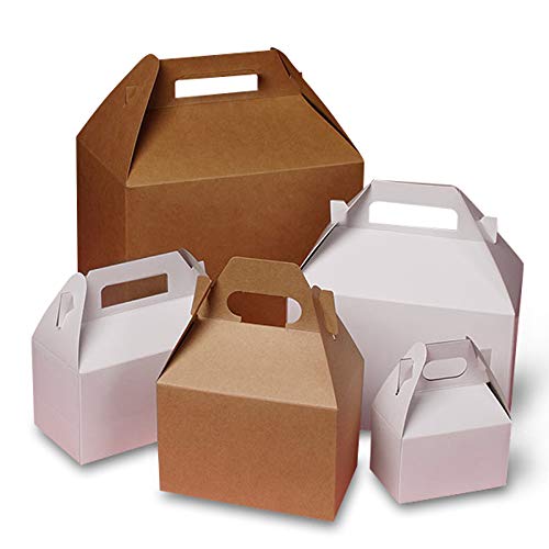 Paper Mart Large Gable Boxes, Pack of 100 White Gable Boxes, 8 x 4 7/8 x 5 1/4 Inches, Food Packaging for Wedding Favors or Gifts