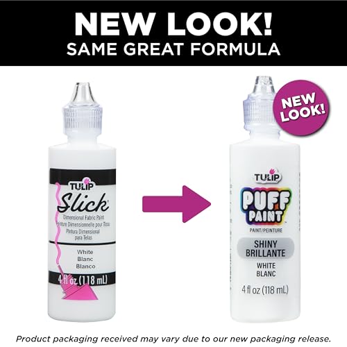 TULIP Shiny White Fabric Paint - Permanent, Nontoxic, 4 fl oz for Clothes & DIY Crafts