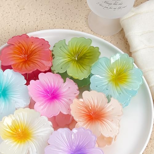 Ynxee 3 Inch Green Flower Hair Claw Clip Vivid Floral Non-Slip Clip