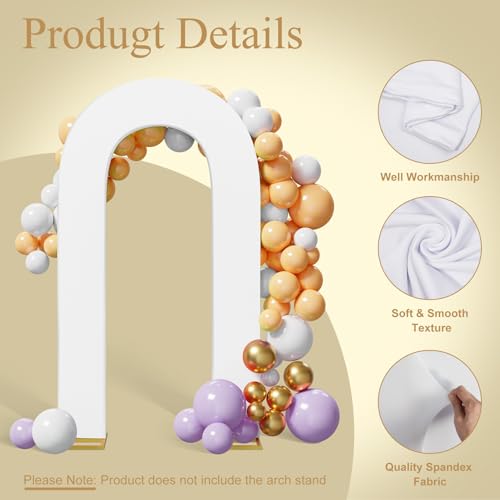 7.2FT White Spandex Open Arch Backdrop Cover - Double-Sided Design